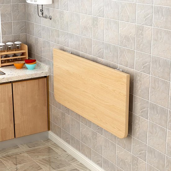 Houten Wandtafel - Klaptafel - Ruimtebesparend Werken - Wandmontage Ontwerp - 60 x 30 cm - Walnoot — afbeelding 2
