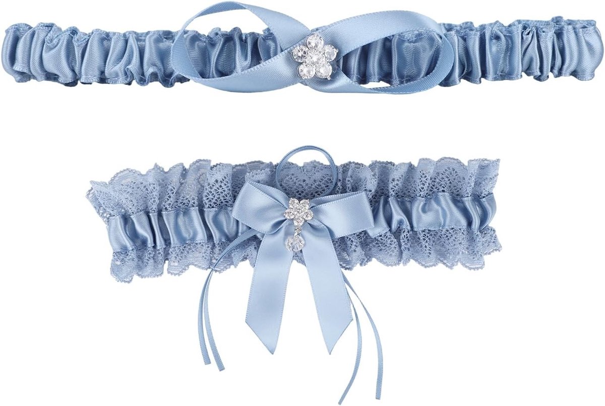 Lace Garter Straps voor Bruiden - Blauw Rekbaar Kanten Bruidsaccessoire, Stijlvolle Wedding Supplies voor Vrouwen