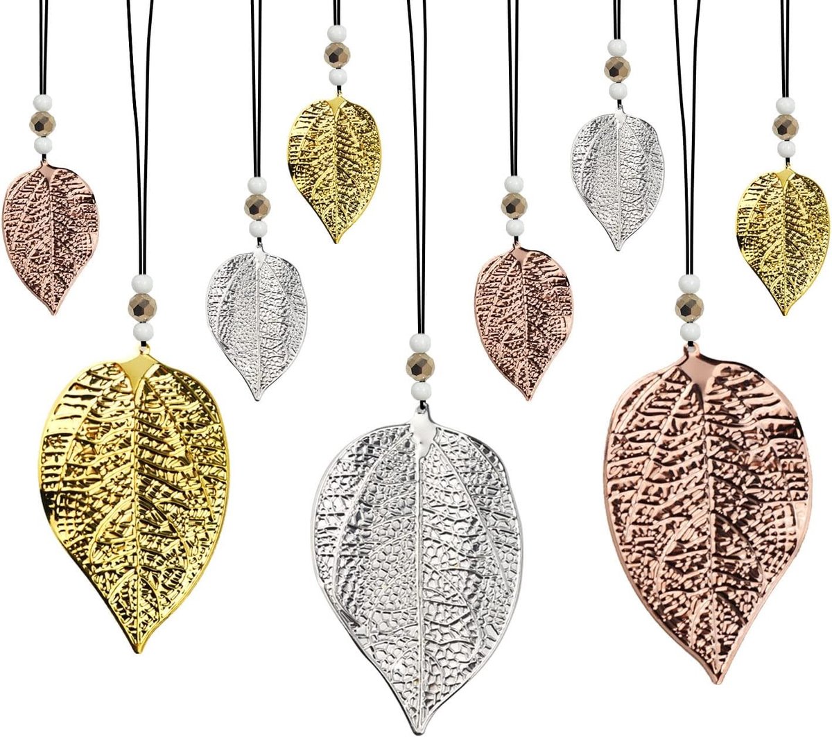 Herfstdecoratie met metalen bladeren - Glinsterende hangdecoratie voor raam, woonkamer en tuin in goud, zilver en koper