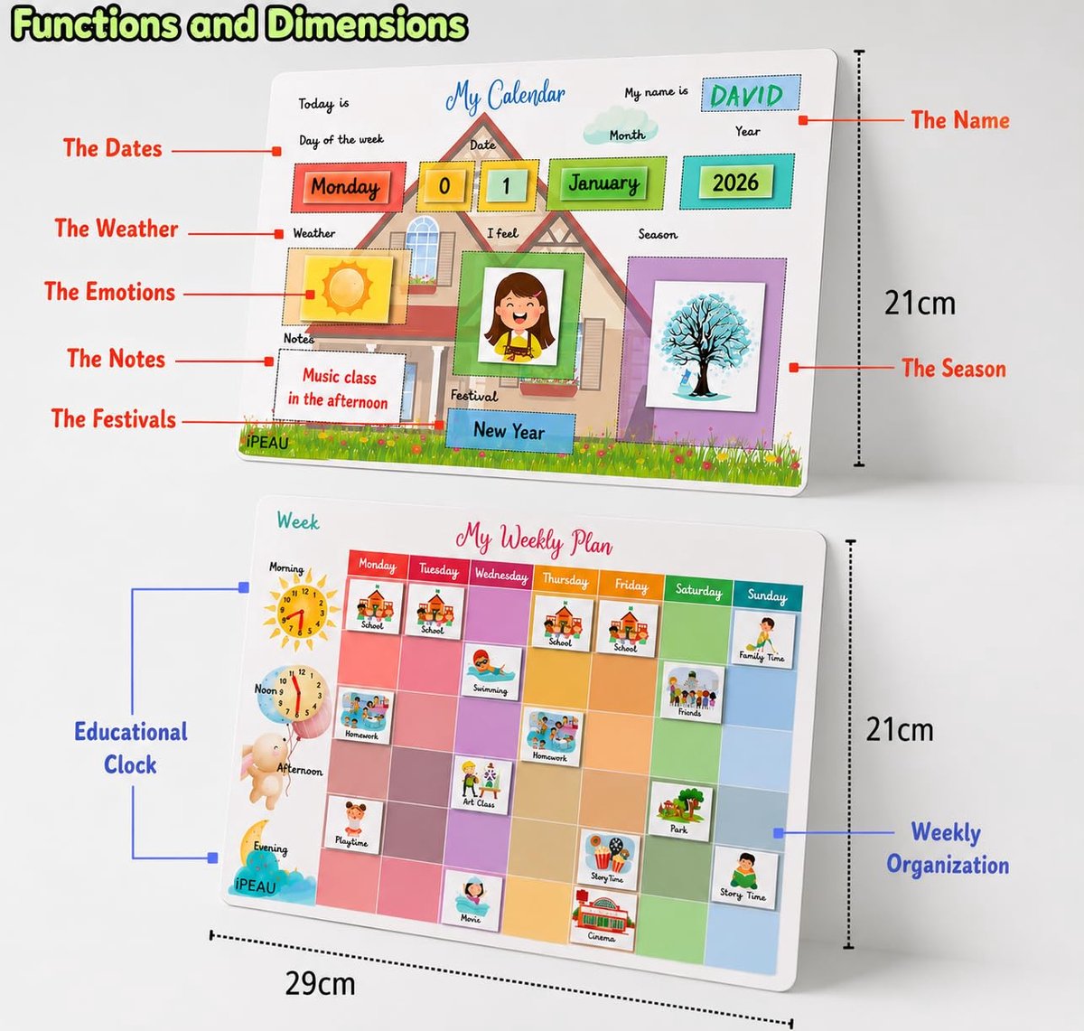 Montessori educatieve kalender - dagelijkse activiteiten - visuele tijdschema - ontwikkel autonomie voor kinderen - ShopVlot