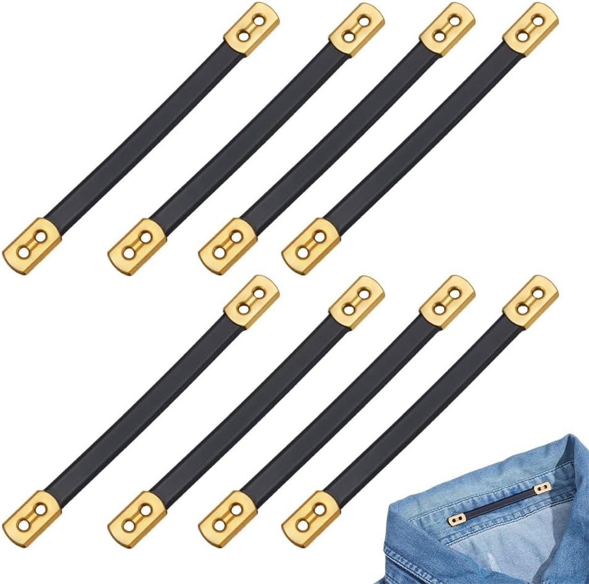 8 Stuks Zwarte Hangkettingen voor Jassen, Robuuste Tas Handgrepen met Metaal Bevestigingen, Ideaal voor Jassen, Hoeden en Tasaccessoires, Afmetingen 8.2x0.8x0.3cm