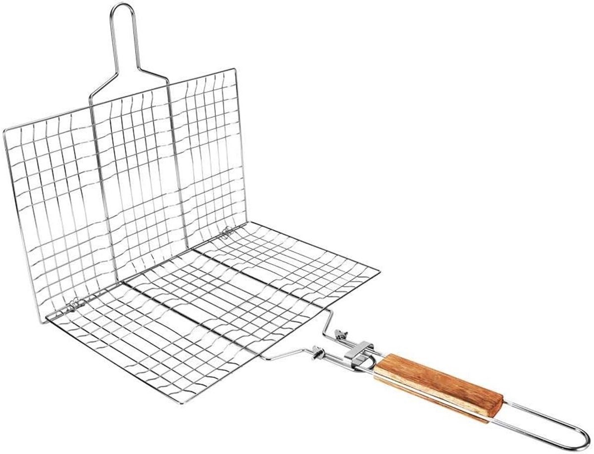 Draagbare Grillmand voor BBQ, Perfect voor Vis, Groenten, Steak en Vlees tijdens Kamperen