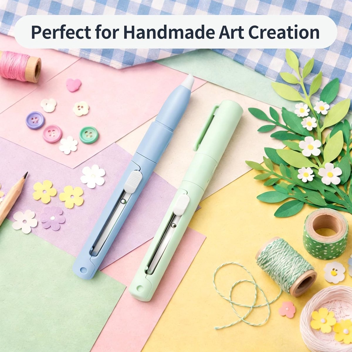Paper Cutter Pen Set - Dubbelzijdige Snijpen met Keramisch Mes voor Precisie en Gemak - Mini Desktop Gereedschap in Blauw en Groen