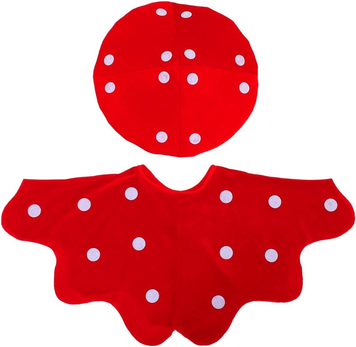 Paddenstoel Kostuum Set met Hoed en Cape, Carnaval Outfit voor Volwassenen, Zachte Cosplay Accessoires voor Halloween Feest en Podiumoptredens, Geschikt voor Gezinnen