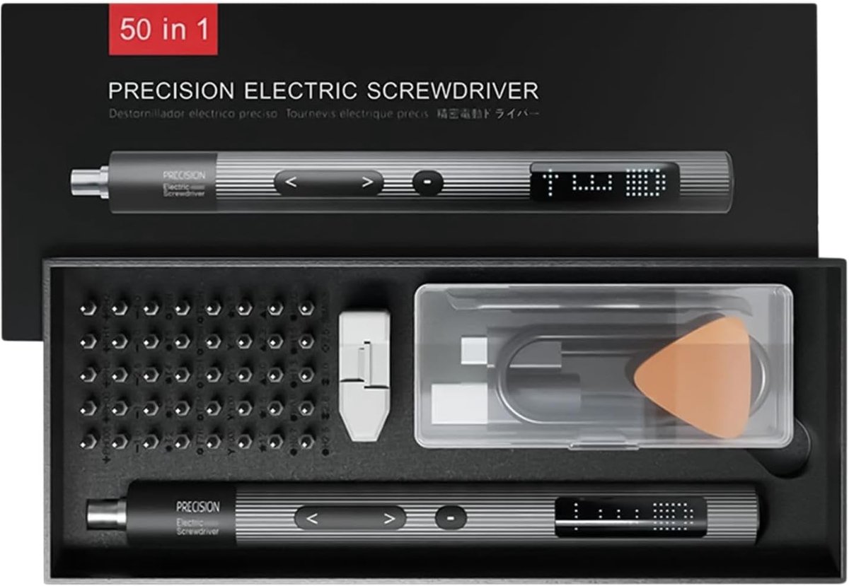 Elektrische Schroevendraaier - Reparatie Tool Kit - Elektronica Repareren - 3 Koppel Instellingen - 50 Precisiebits - Meerkleurig