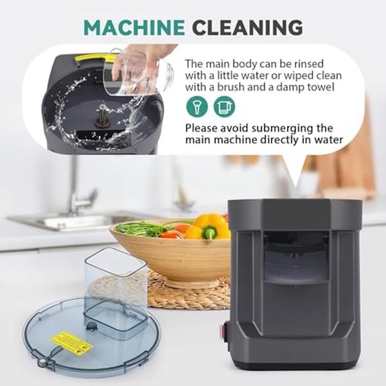 Elektrische Groentesnijder - Keukenmachine Hakmolen - Snelle Voedselbereiding - Multifunctioneel Snijden Hakken - 350 mm Hoogte - Zilver Grijs — afbeelding 5