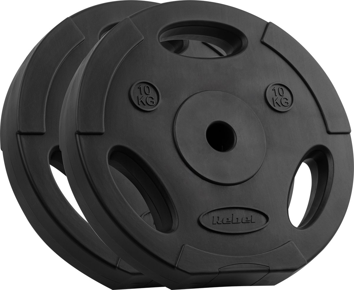 Rebel Active - Bitumineuze Gewichtenset - 2x 10kg - PVC Coating - Ergonomische Handgrepen