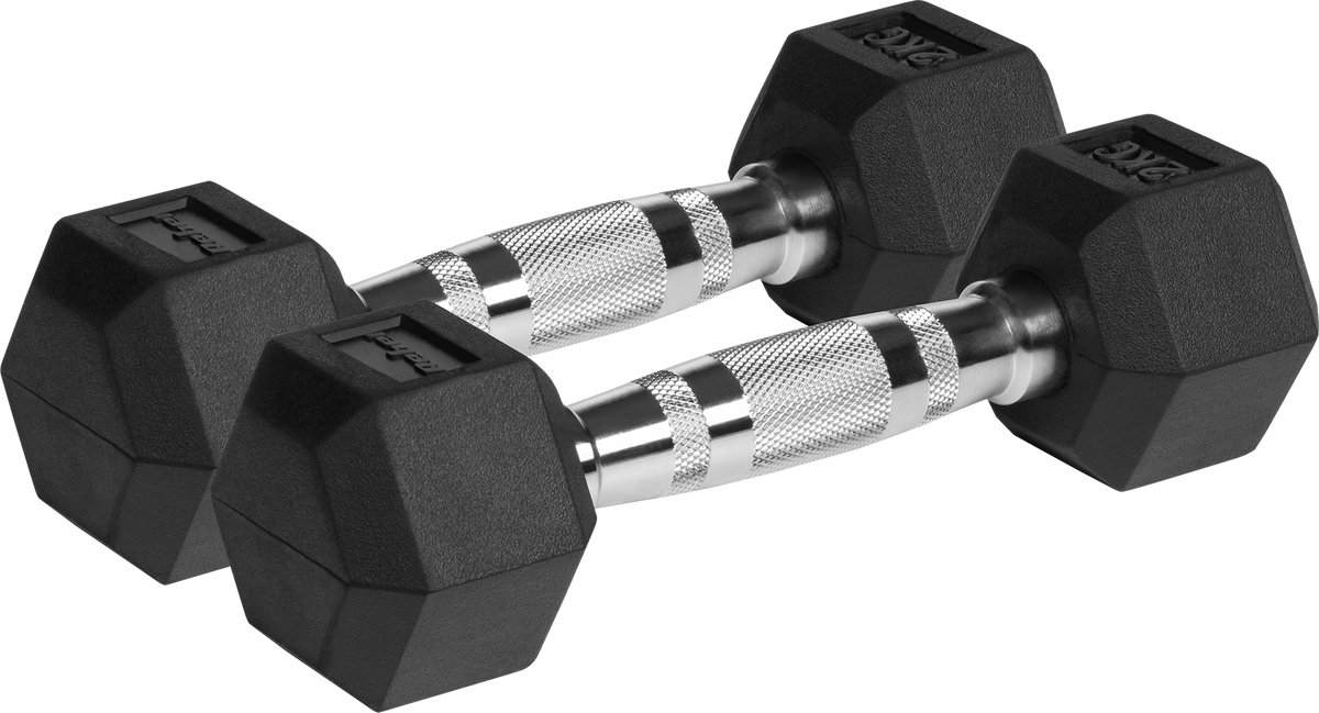 Rebel Active - Hexagonale Gewichten - 2x2 kg - Gemaakt van Gemaakt van IJzer - Zwarte Kleur