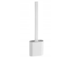 Bisk Sana Serie - Siliconen WC Borstel - 36,5x6,5 cm - Vrijstaand of Muurmontage - Wit Mat