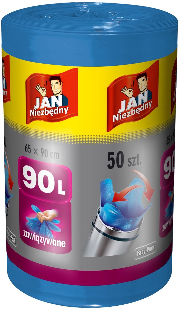 Jan Niezbędny Easy-Pack - Vuilniszakken - 90L - Sterk - Blauwe Kleur - Hersluitbare Tape