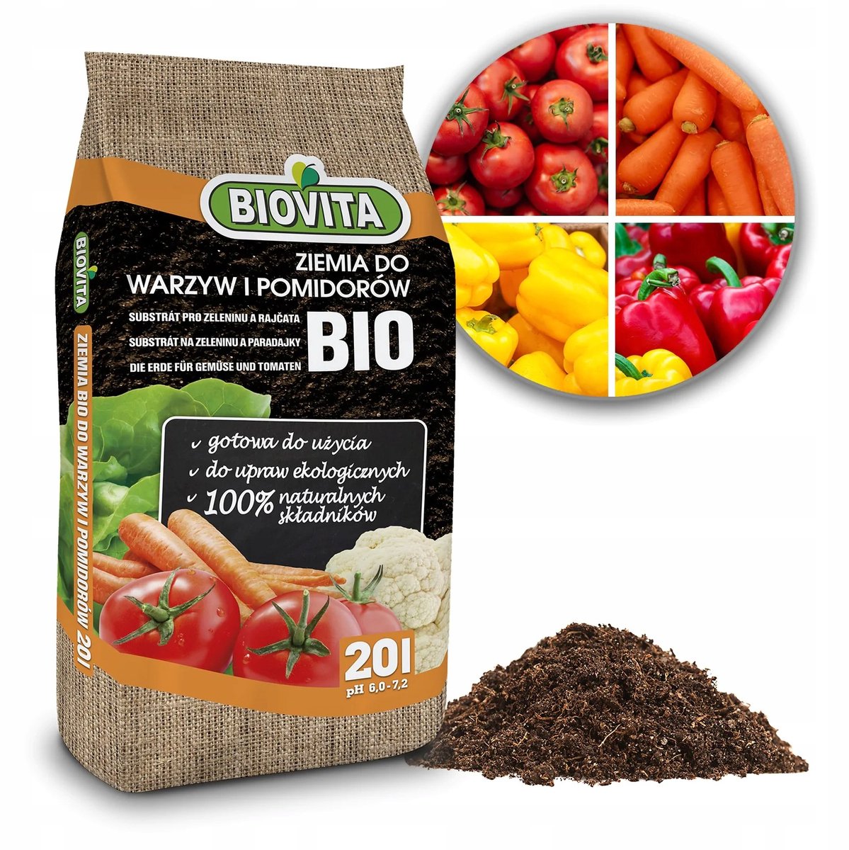 Biovita - Zomerse Aarde Met Kunstmest - 20L - Voor Groenten En Tomaten - Biologisch