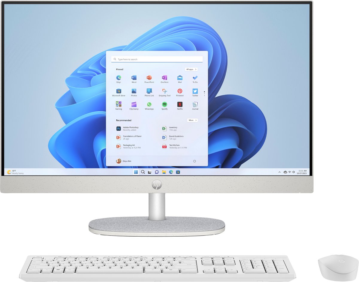 HP 24-cr0059nd 24 inch All-in-One Intel® Core™ i5 i5-1335U 60,5 cm (23.8") 1920 x 1080 Pixels Alles-in-één-pc 16 GB DDR4-SDRAM 1 TB SSD Windows 11 Home Wi-Fi 6 (802.11ax) Wit