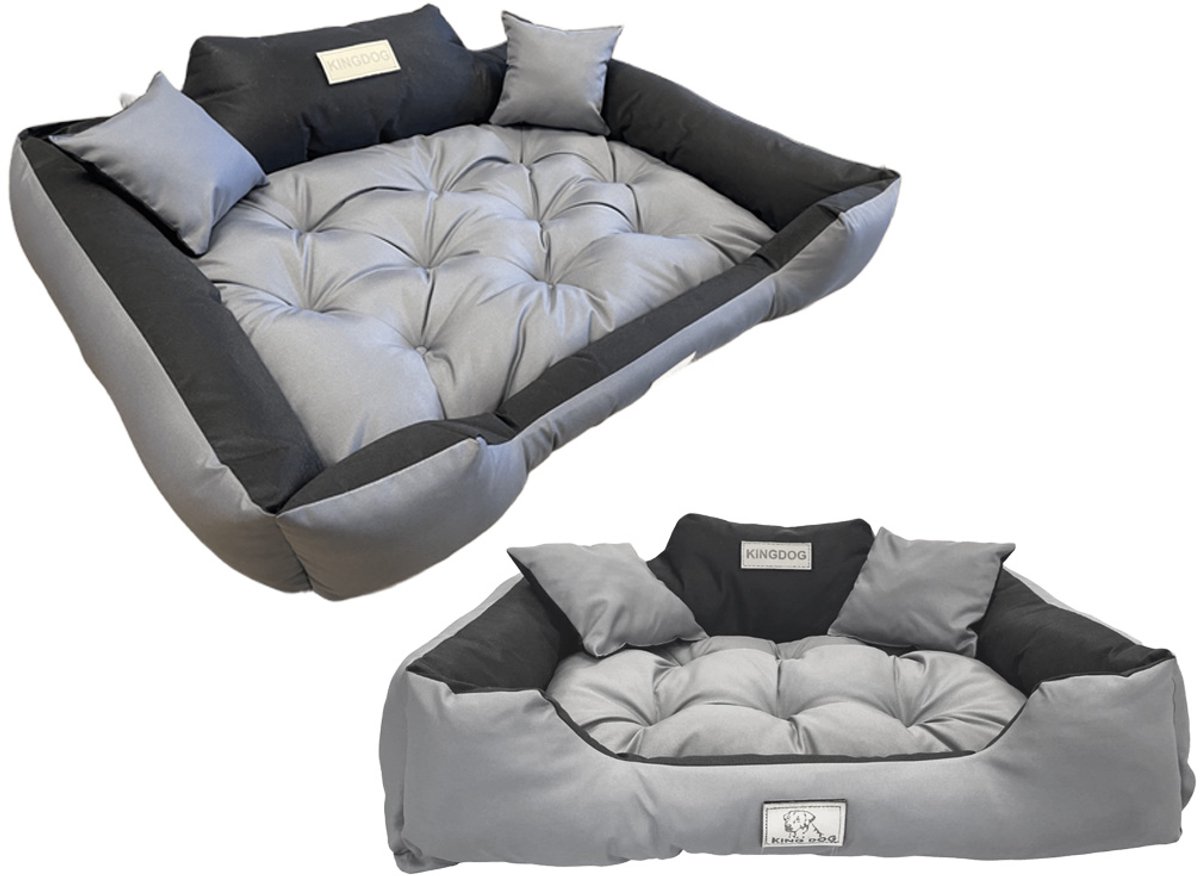 AIO FACTORY KINGDOG Serie - Hondenbed - 130x105 cm - Personaliseerbaar - Waterdicht - Donkergrijs