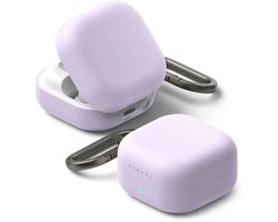 Ringke Silicone Hoesje Geschikt voor Samsung Galaxy Buds 4 / 4 Pro - Siliconen Cover - Karabijnhaak - Case Paars
