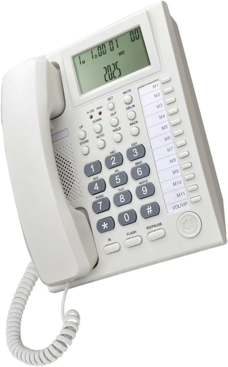 Vaste Telefoon - Grote Knoppen - Gemakkelijk Bellen - Ingebouwde Bellersweergave - 24 x 24 x 8 cm - Meerkleurig
