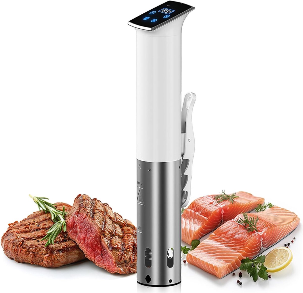 QIN® Sous Vide - Sous Vide Stick - Sous Vide Zakken - Wit - 7cm x 7cm x 34cm