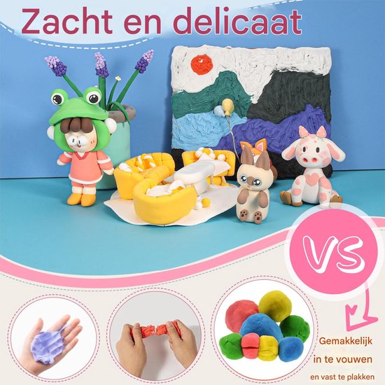carmdering - Luchtdrogende Klei - Modelleerklei - Knutselklei - 36 kleuren, niet-giftig, veilig, droogt vanzelf, geen oven - Voor kinderen & beginners - Stimuleert creativiteit en motoriek - Perfect knutselcadeau