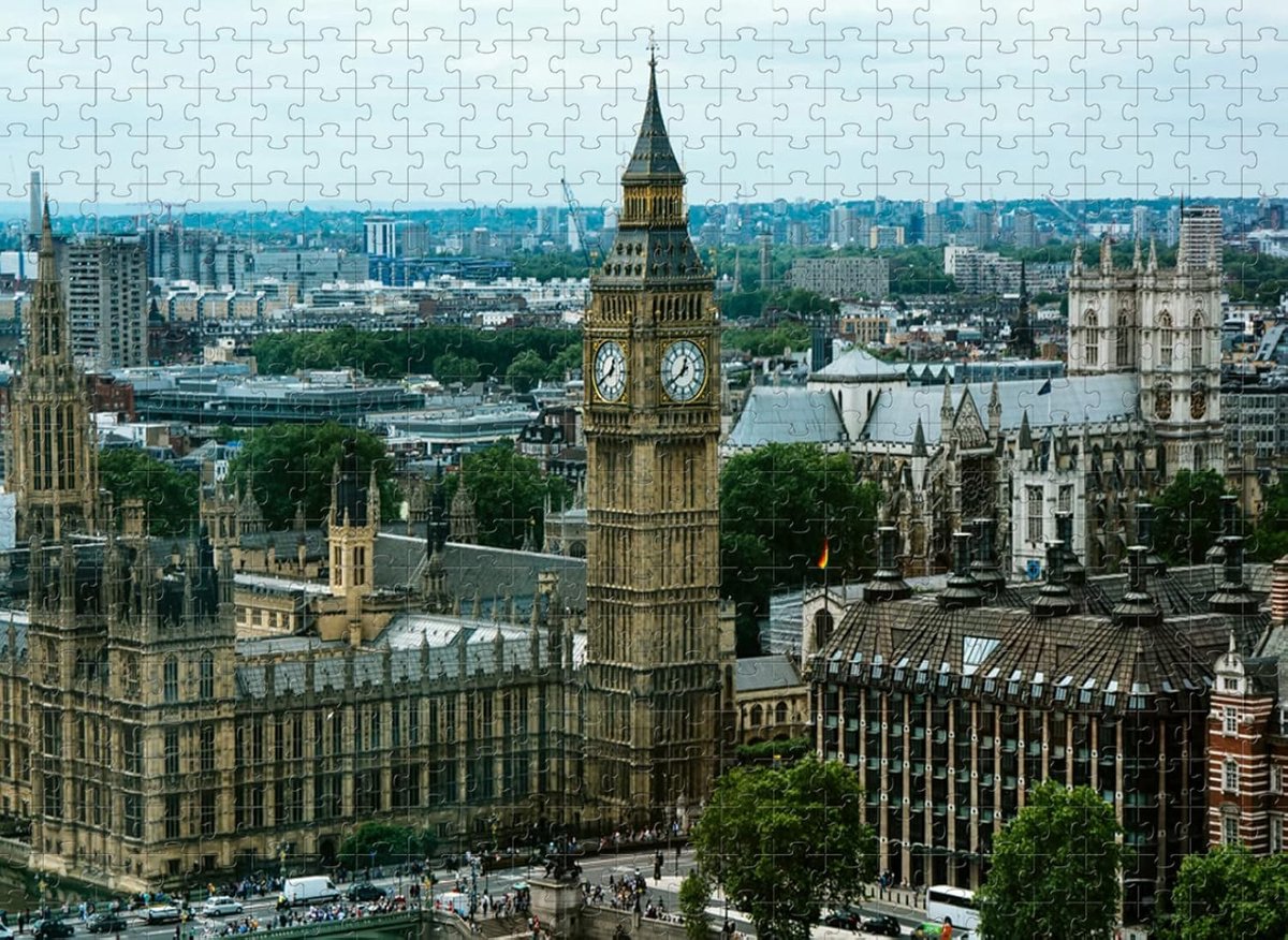 Houten Puzzel - Legpuzzel Jigsaw - Ontspanning Thuis - 6000 Stukjes - 218 x 105 cm - Londen City Gebouwen
