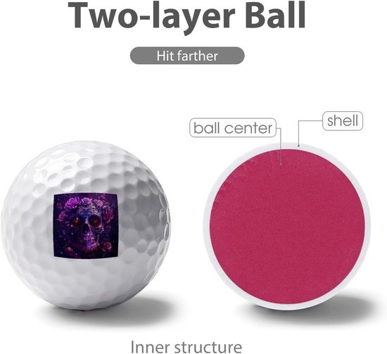 Golfballen - Golf Geschenken - Golf Oefenen - Rose Schedel Print - Standaard Formaat - Wit — afbeelding 5
