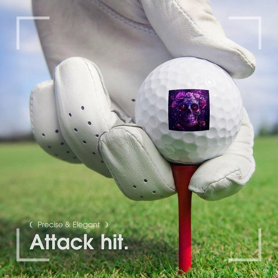 Golfballen - Golf Geschenken - Golf Oefenen - Rose Schedel Print - Standaard Formaat - Wit — afbeelding 3