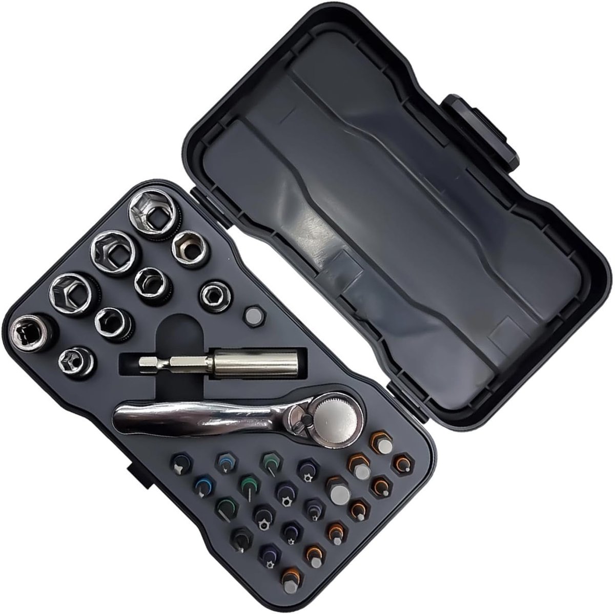 Magnetische Schroevendraaier - Ratelschroevendraaier Set - Apparaat Reparatie - 34 In 1 Kit - 16x93x36cm - Grijs