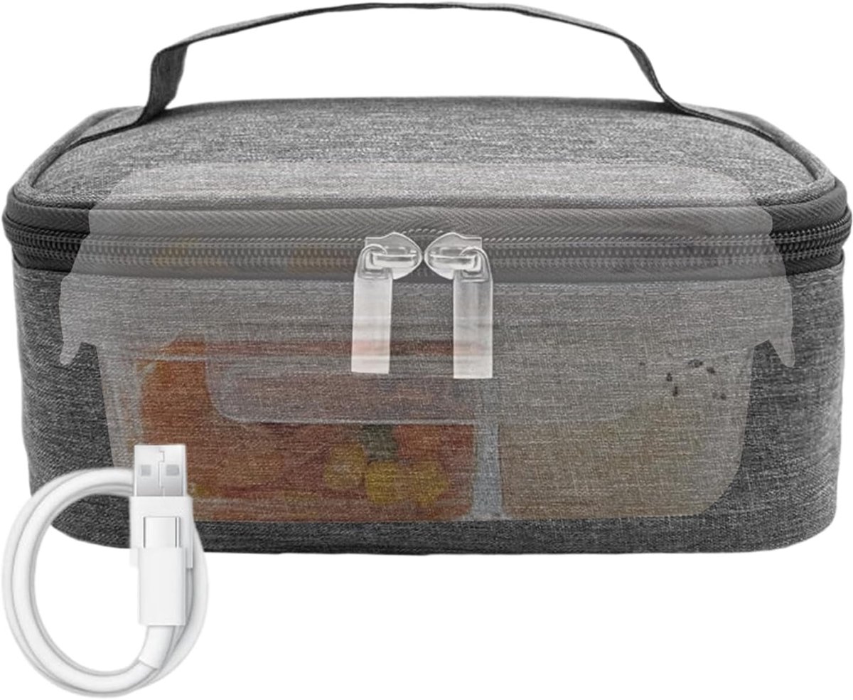 Elektrische Lunchbox Verwarmde Tas Warme Maaltijden Onderweg 3 Temperatuurinstellingen 21x16.5x7.5 cm Zwart