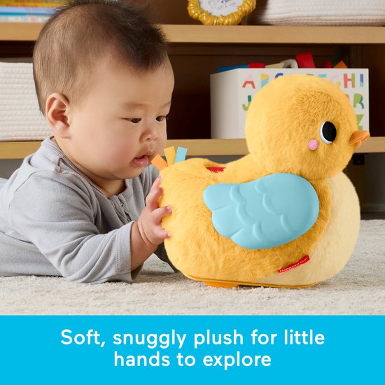 Fisher-Price 4-in-1 Knuffel en Kruip Eend - op de buik spelen met muziek en kruipactiviteit en pluchen knuffel van Fisher Price — afbeelding 2