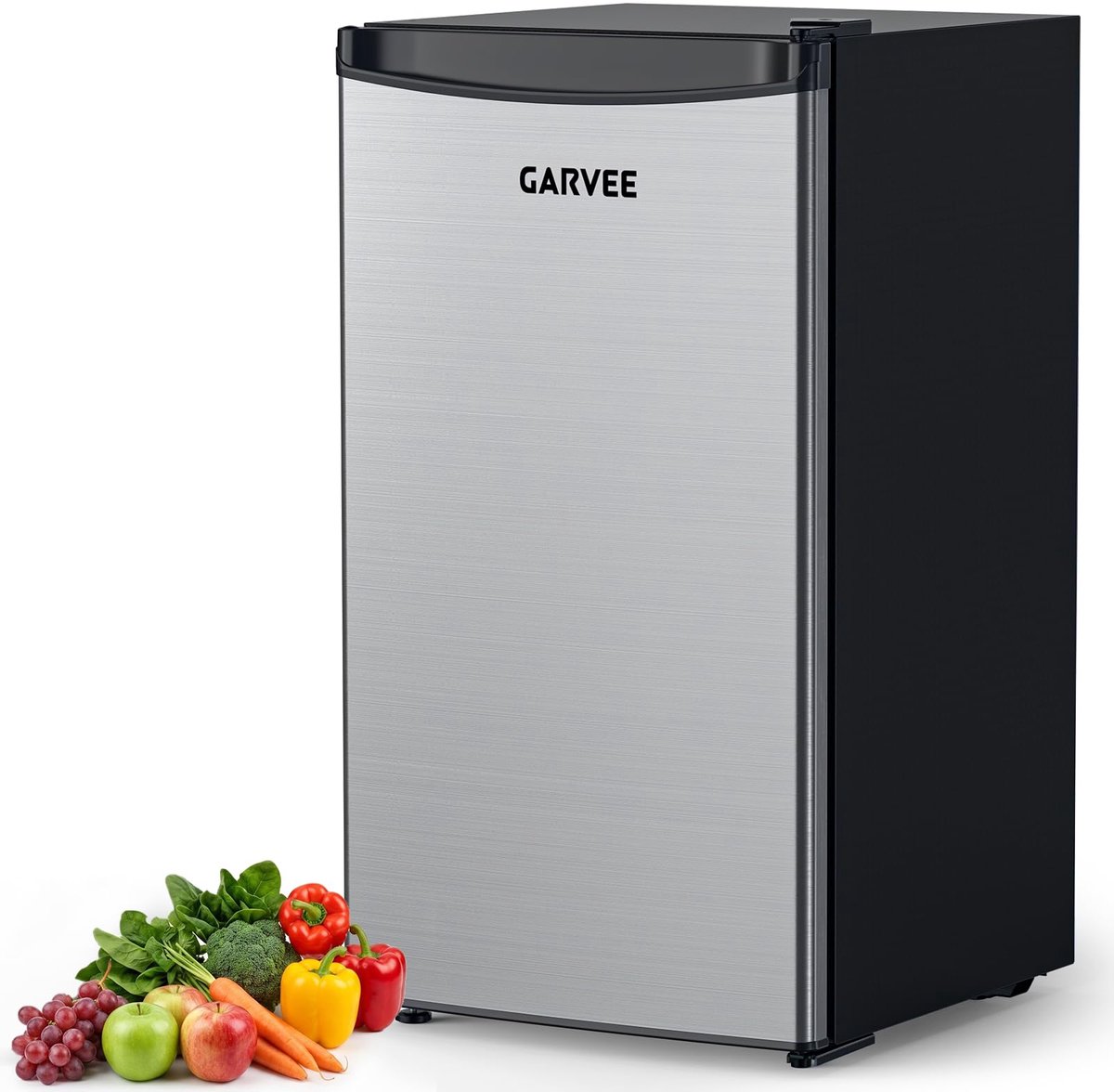 HOERFURIY Mini Koelkast 90L - Drankkoelkast met RVS Deur - Stille Minibar 41dB - Energieklasse E - 5 Standen Thermometer 0°C-18°C - Links/rechts Draairichting - Verstelbare Voet - Compact & Vrijstaand