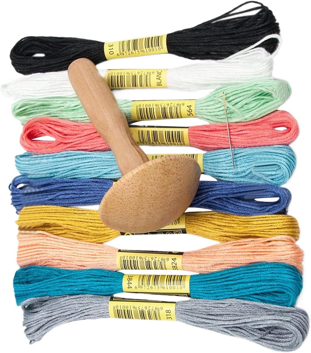 Houten stoppaddenstoel - Reparatieset kleding - Kleding herstellen - Handgemaakt stevig hout - 16 x 16 x 3 cm - Houtkleur