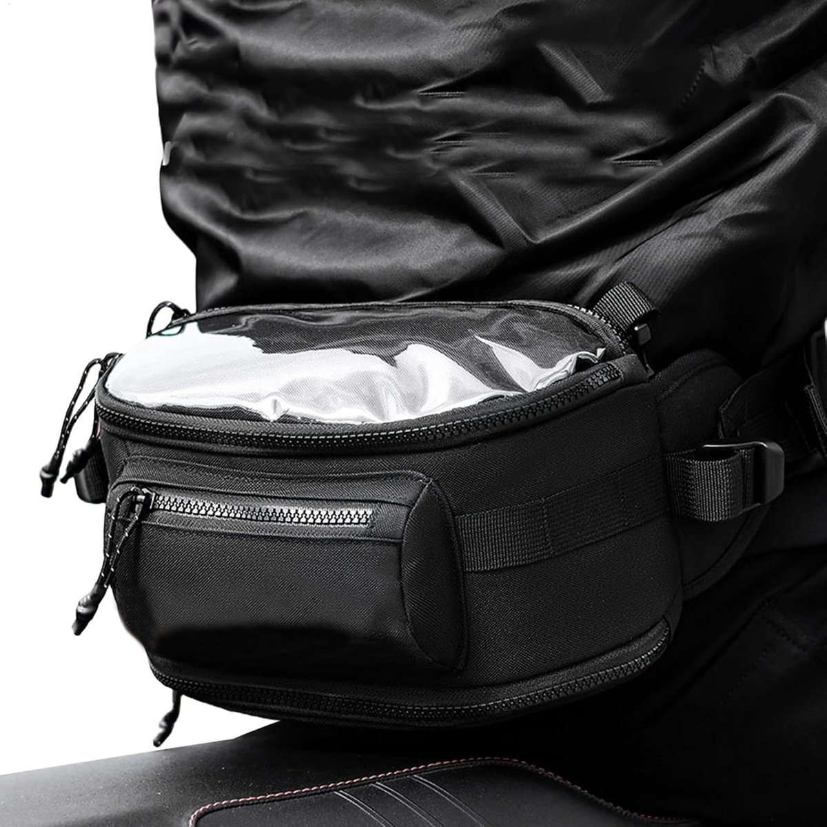 Stuurtas Motorfiets - Motorfiets Organizer - Navigatie Tijdens Rijden - Transparant Venster - 25 x 13 cm - Zwart