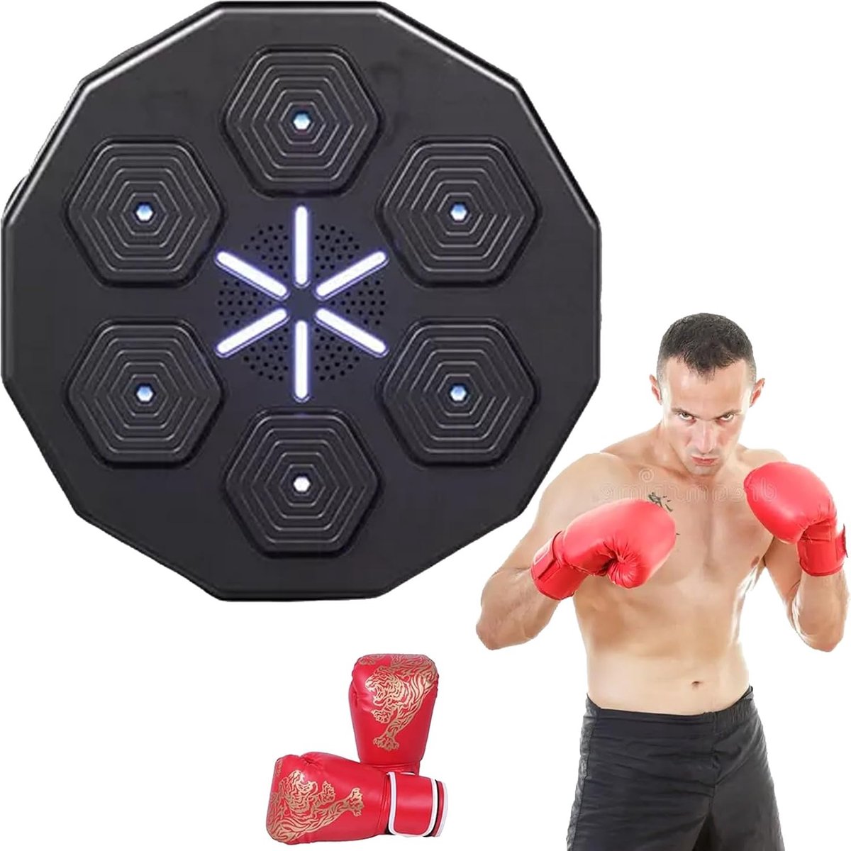 Elektronische Muziek Boksmachine - Slimme Bokstrainer Wandmontage - Thuis Fitness - Bluetooth Muziek Integratie - Niet gespecificeerd - Zwart