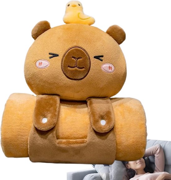 Kinderen slaapmat - Deken mat - Comfortabel slapen - Charmante capybara vorm - 170 x 100 cm - Bruin — afbeelding 5