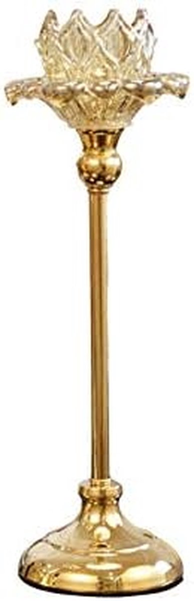 Metalen Kaarsenhouder - Glazen Kandelaar - Bruiloft Decoratie - Handgemaakt - 1 stuk - One Color