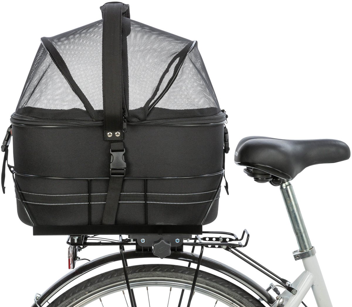 Bol.com Trixie - EVA Fietsmand Achterop - Zwart - Met Kussen en Kap - 48X29X42 cm aanbieding