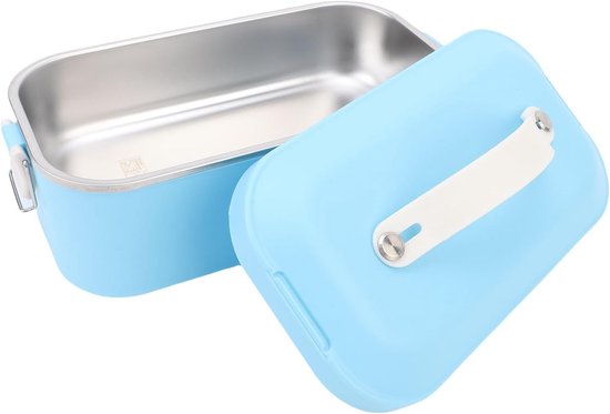 Geïsoleerde Koelbox - Lunchbox Roestvrij Staal - Buiten Kamperen - Langdurig Versheidsslot - 3 Delig - Blauw — afbeelding 5