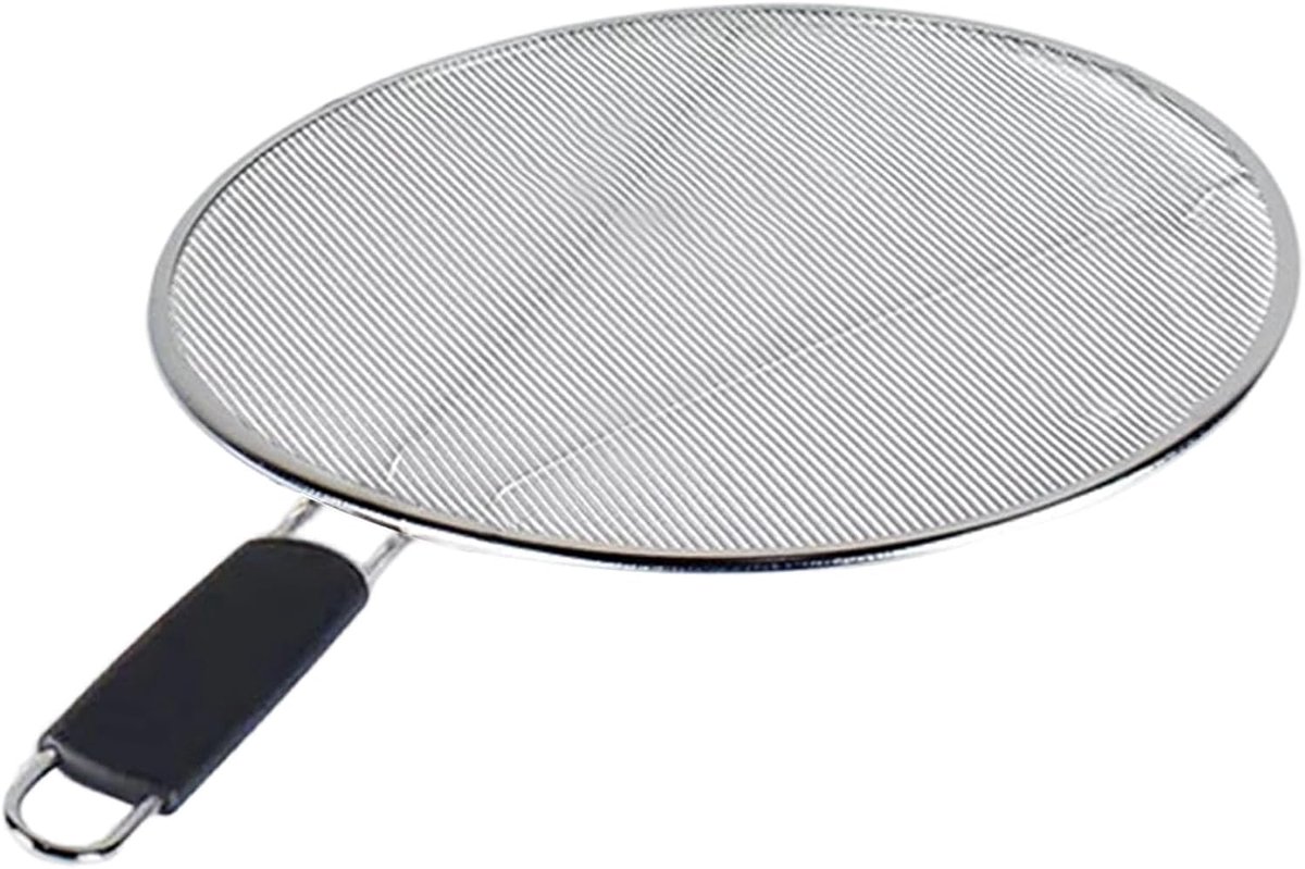 Vetspatbescherming Spatdeksel Keuken Schoon Koken Hittebestendig Gaas 29cm Diameter Zilver