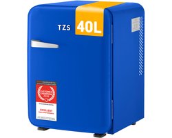 TZS First Austria Mini koelkast - Minibar - 40 liter - Vrijstaand - Volledig stil 22dB - Retro - Donkerblauw