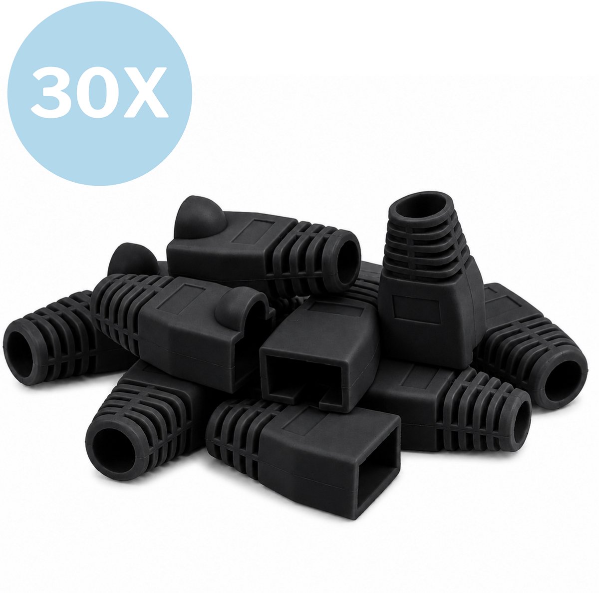 By Qubix internetkabel - 30 x RJ45 Netwerkkabel Tule - UTP en FTP Connector - Zwart - UTP kabel