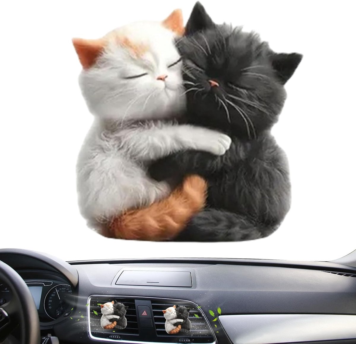 Auto Ventilatieclip - Luchtverfrisser Clip - Auto Interieur - Schattige Kattenlook - 5.8 x 5.3 x 3 cm - Multicolor