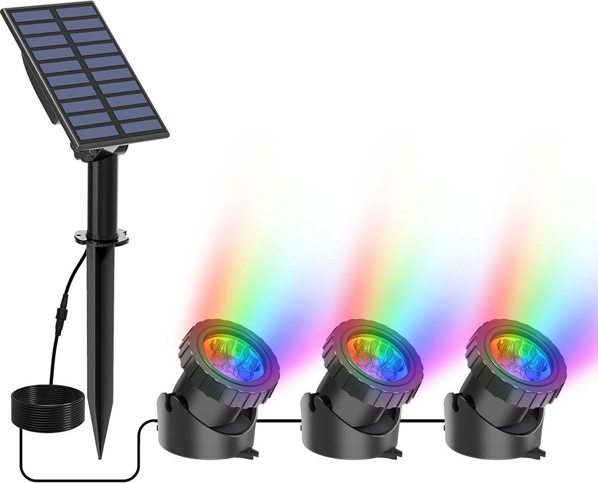 Onderwater LED-Lamp - Werkt Op Zonne-Energie - RGB-Kleurverandering - Vijver-/Aquariumverlichting - ABS - IP68 - Bevestiging met Zuignap - voor Aquariums en Fonteinen