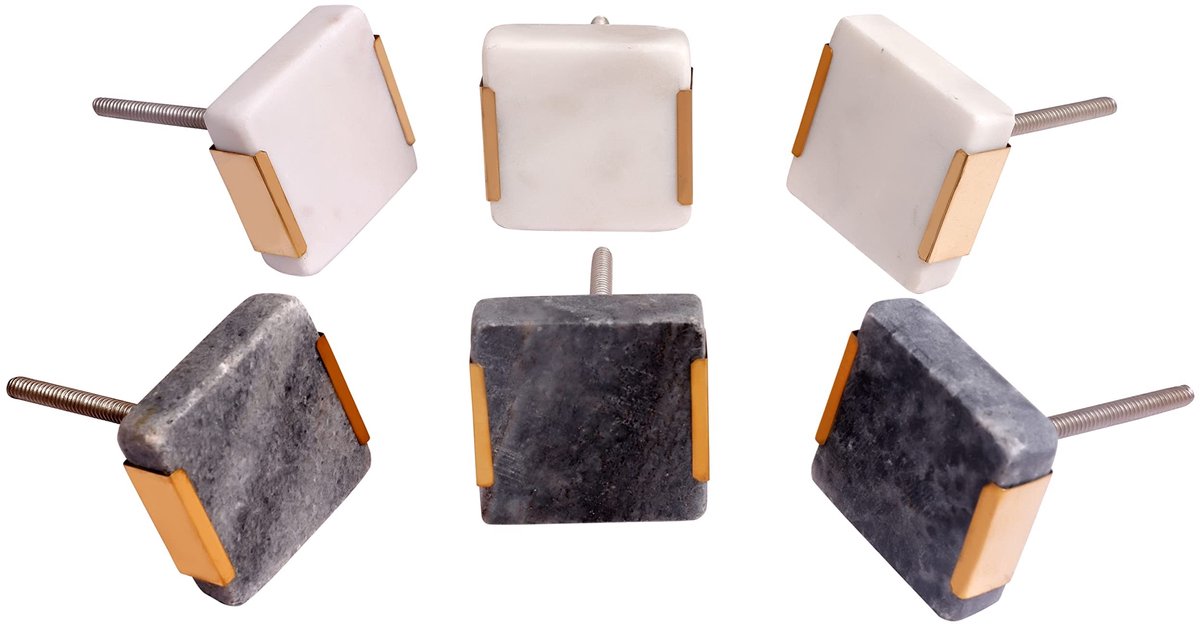 Omgoods - Set van 6 Elegante Vierkante Steenknoppen - Ideaal voor Kasten en Lades