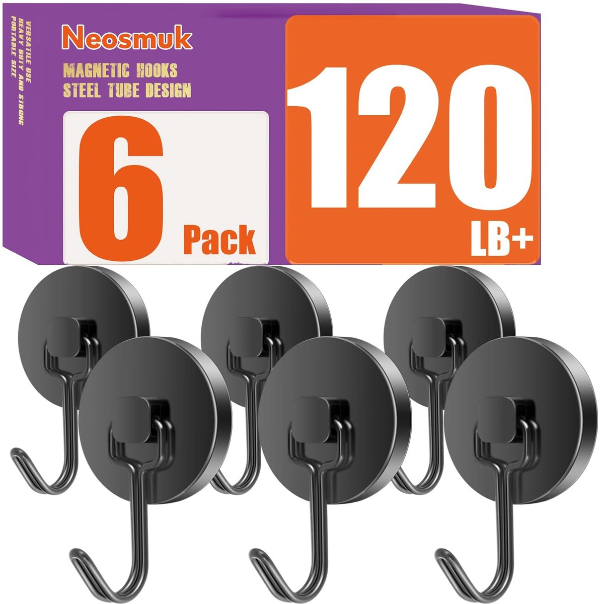Omgoods - Magnetische Haken voor Cruises - Set van 6, Zwart, 3.2 kg draagvermogen