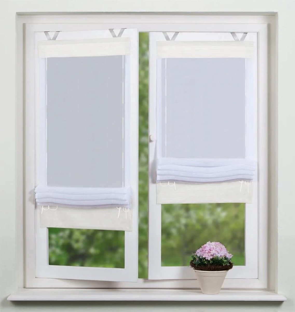 Omgoods - Roman Blind Voile Gordijn - Wit Transparant 70x140 cm