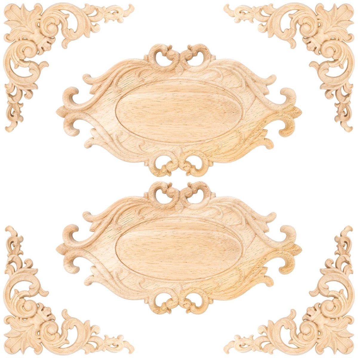 Omgoods - Houten Applicaties en Onlays voor Meubeldecoratie - Set van 6 Stuks