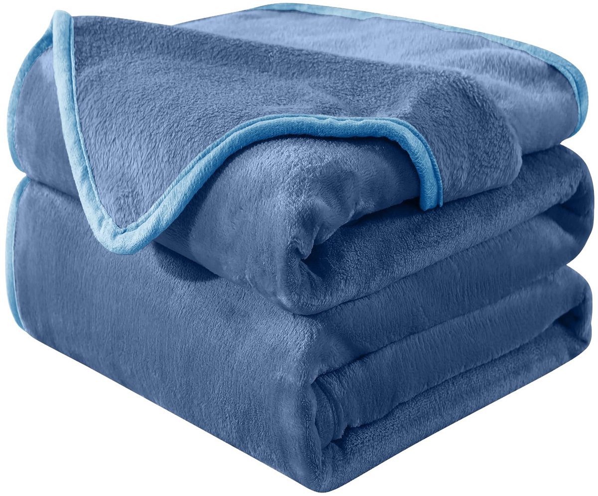 Omgoods - Fleece Dekentje - 220 x 240 cm, Zacht en Warm, Gewassen Blauw