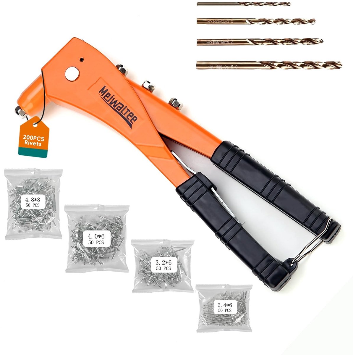 Omgoods - 4-in-1 Rivet Tang Set met 200 Diverse Rivetten