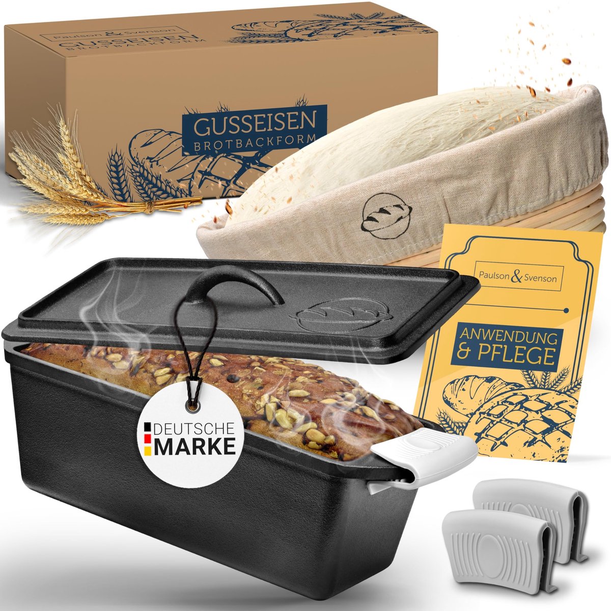 Omgoods - Broodpan met deksel en fermenteer mandje - Gietijzeren broodpan voor bakken