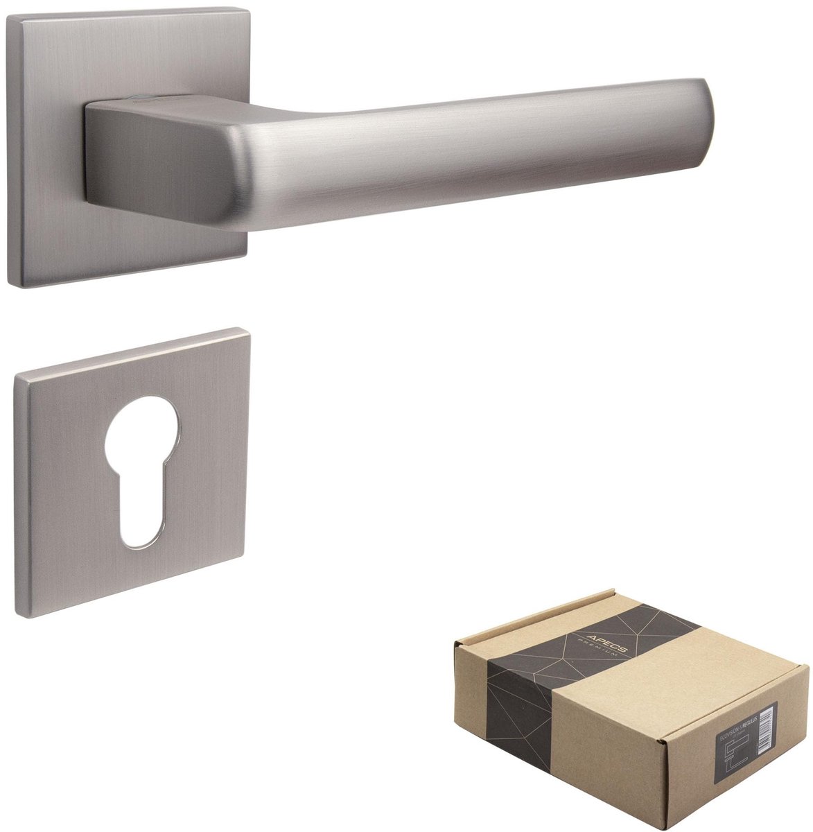 Omgoods - Deurhandgrepen voor Binnen met Vierkante Rosettes - Nickel Matt PZ