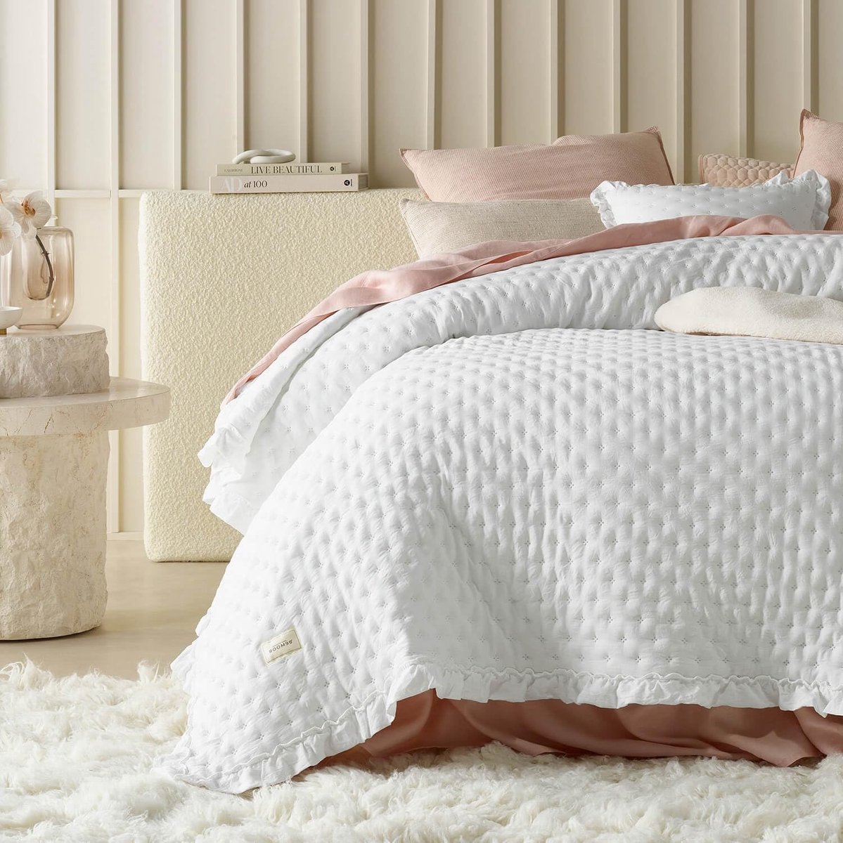 Omgoods - Molly Elegant Bedspread Wit 200 x 220 cm - Veelzijdige Deken voor Bed of Sofa