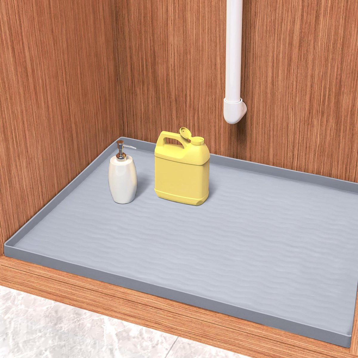 Omgoods - Waterproof Silicone Onderkastmat voor Keuken en Badkamer - Antislip Coaster Lichtgrijs